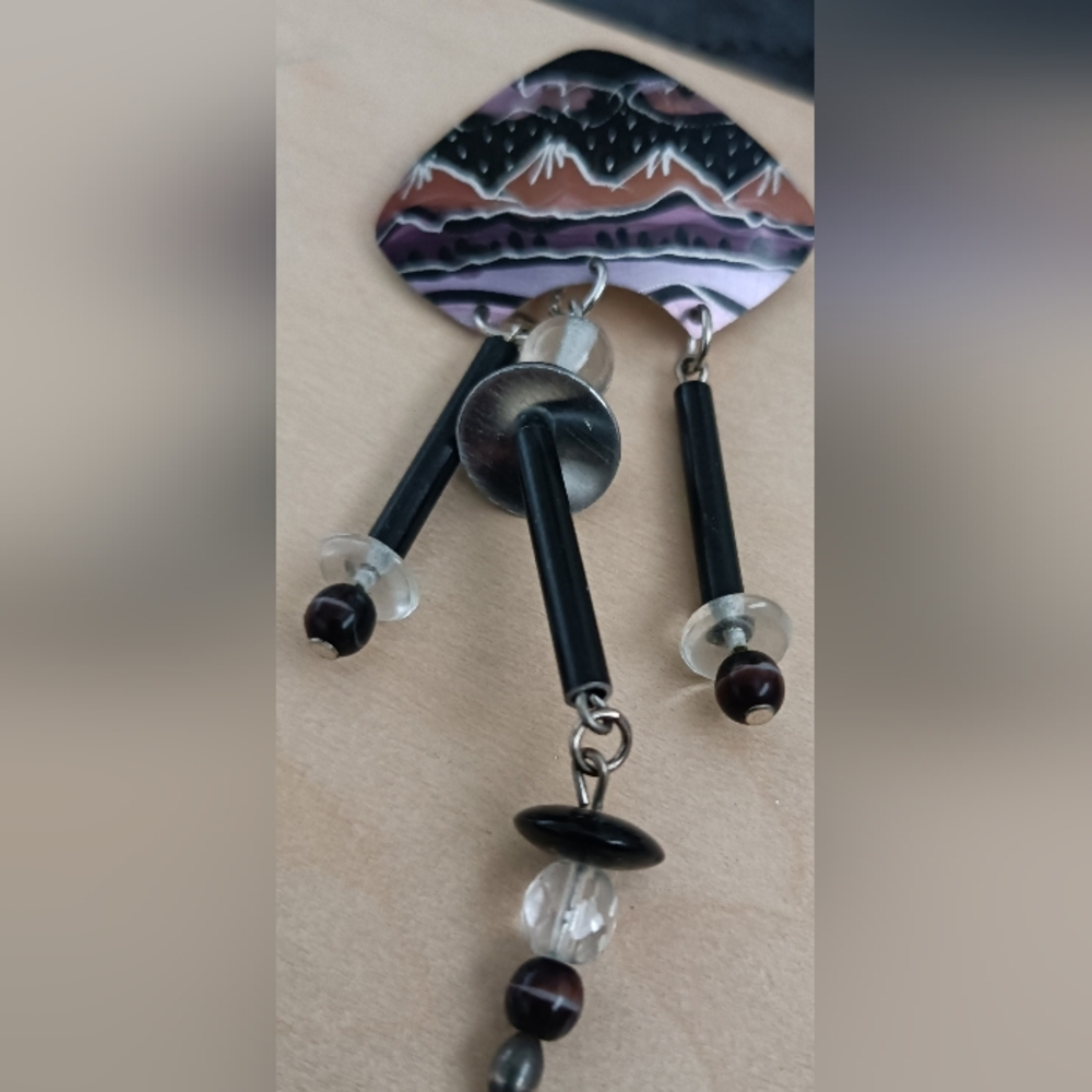 Handcrafted Black and Purple Enamel Dangling Brooch - Women Jewelry Brooches